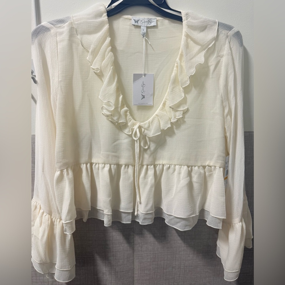 Jessica Simpson Cream Ruffle Blouse - Picture 4 of 9